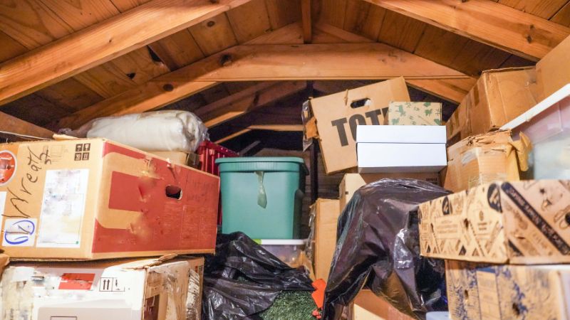 Attic that needs to be cleaned in preparation for spray foam insulation in Utah