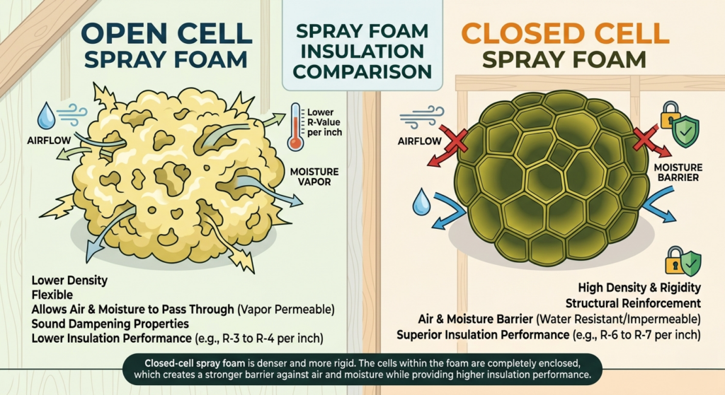 Open-Cell vs. Closed-Cell Spray Foam Insulation Comparison